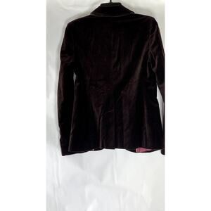ANN TAYLOR LOFT Women's Burgundy Velvet Shawl Collar One-Button Blazer SZ 4